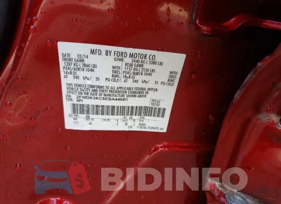 2FMDK3KC5EBA44680 Photo# 13