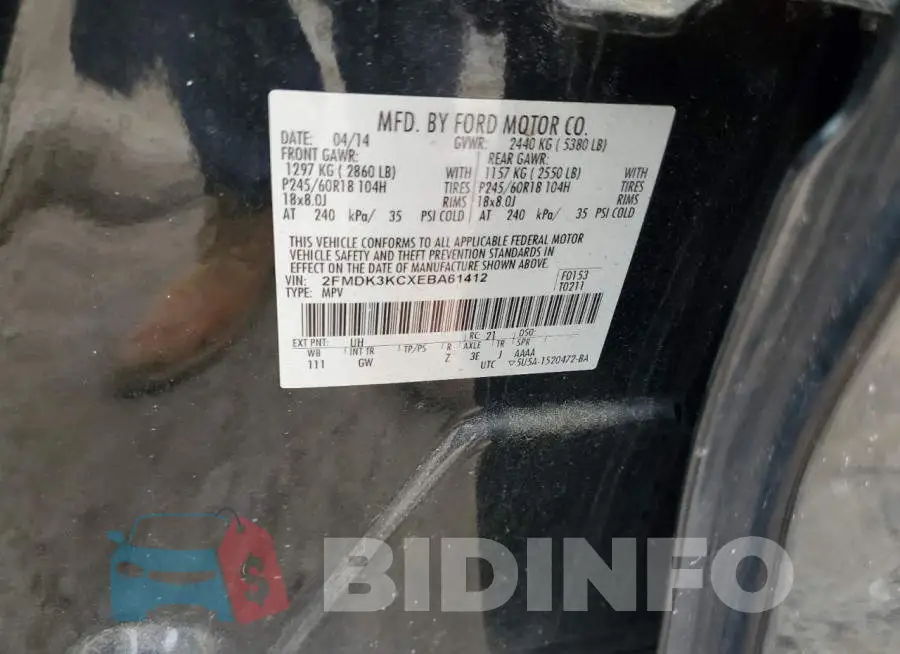 2FMDK3KCXEBA61412 Photo# 13