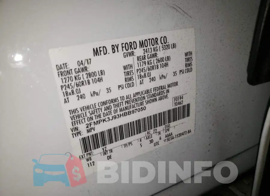 2FMPK3J93HBB97050 Photo# 14