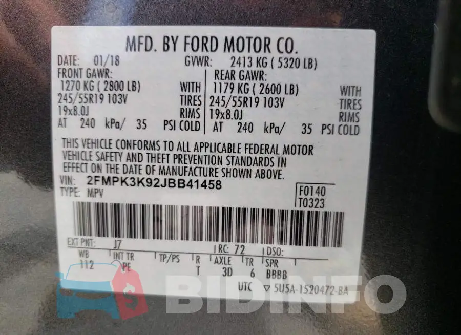 2FMPK3K92JBB41458 Photo# 13