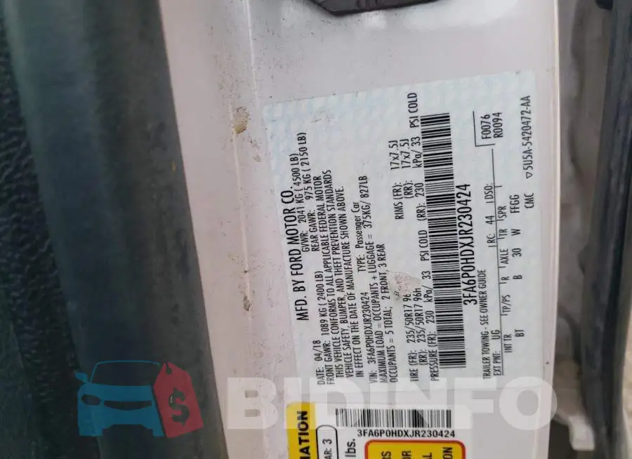 3FA6P0HDXJR230424 Photo# 12