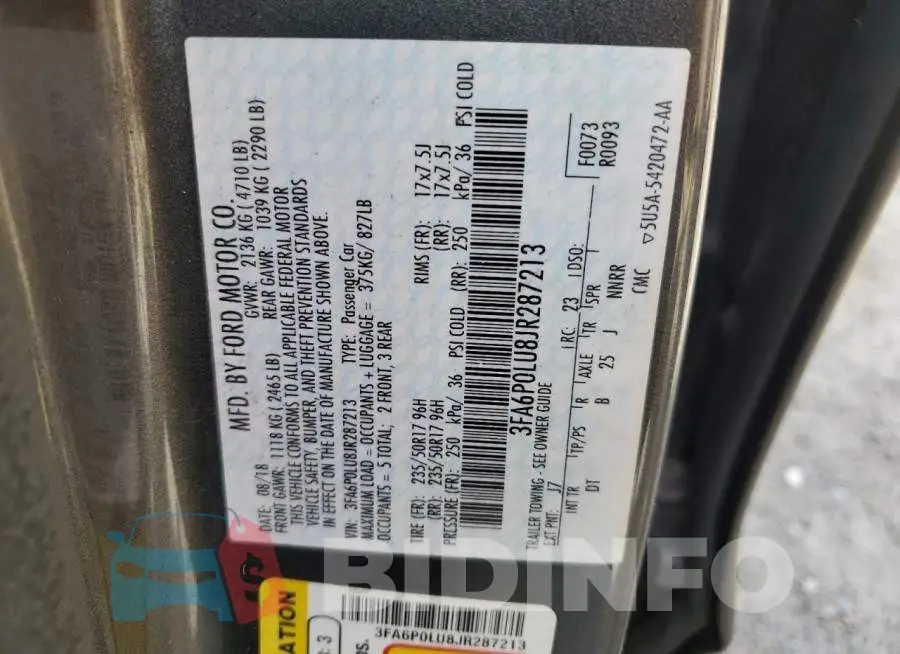 3FA6P0LU8JR287213 Photo# 12
