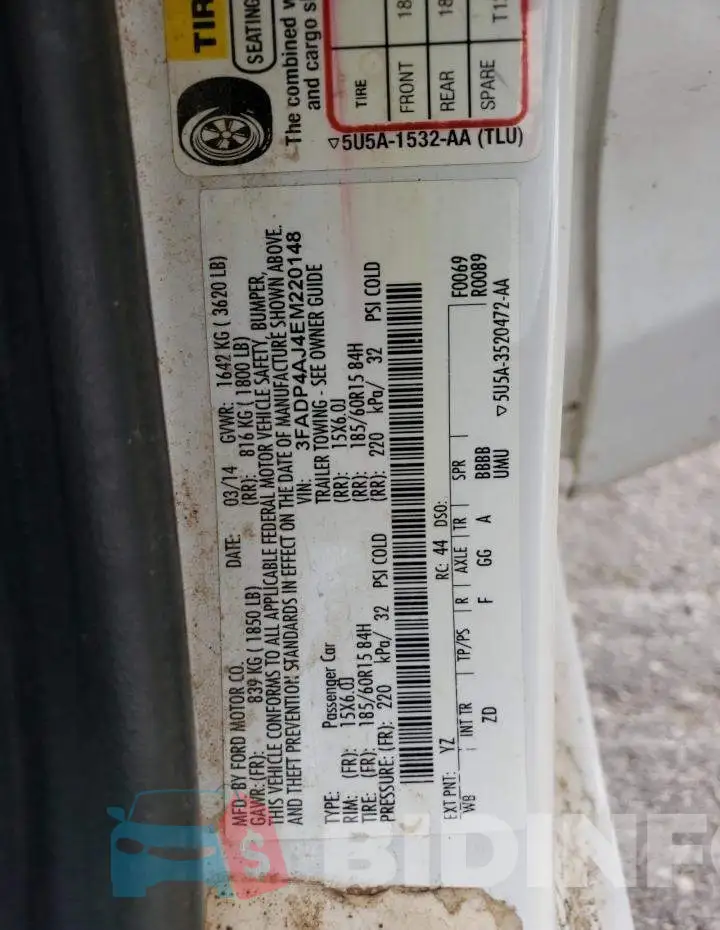 3FADP4AJ4EM220148 Photo# 12