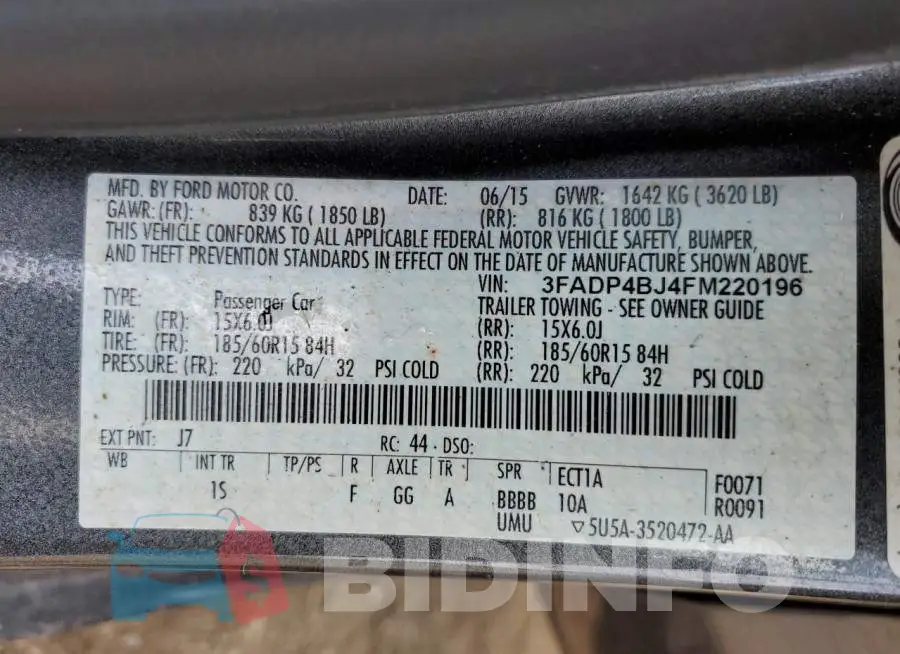 3FADP4BJ4FM220196 Photo# 12