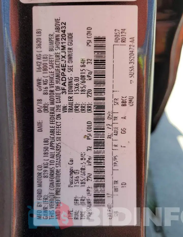 3FADP4EJXJM120432 Photo# 12