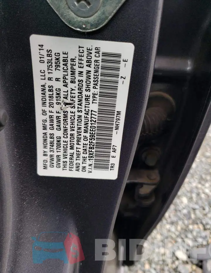 19XFB2F59EE012777 Photo# 12
