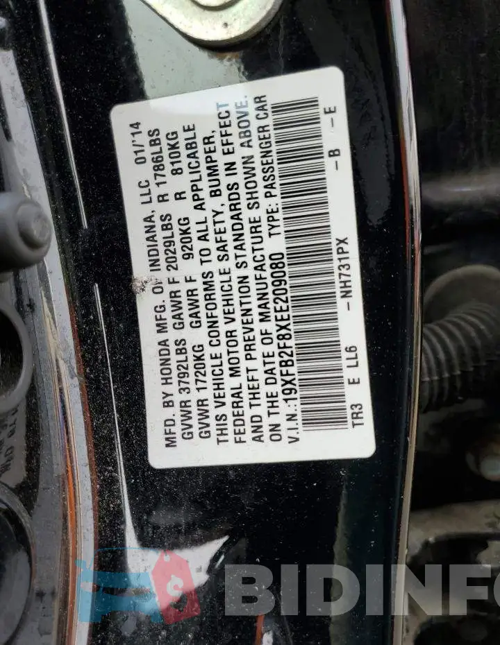 19XFB2F8XEE209080 Photo# 12