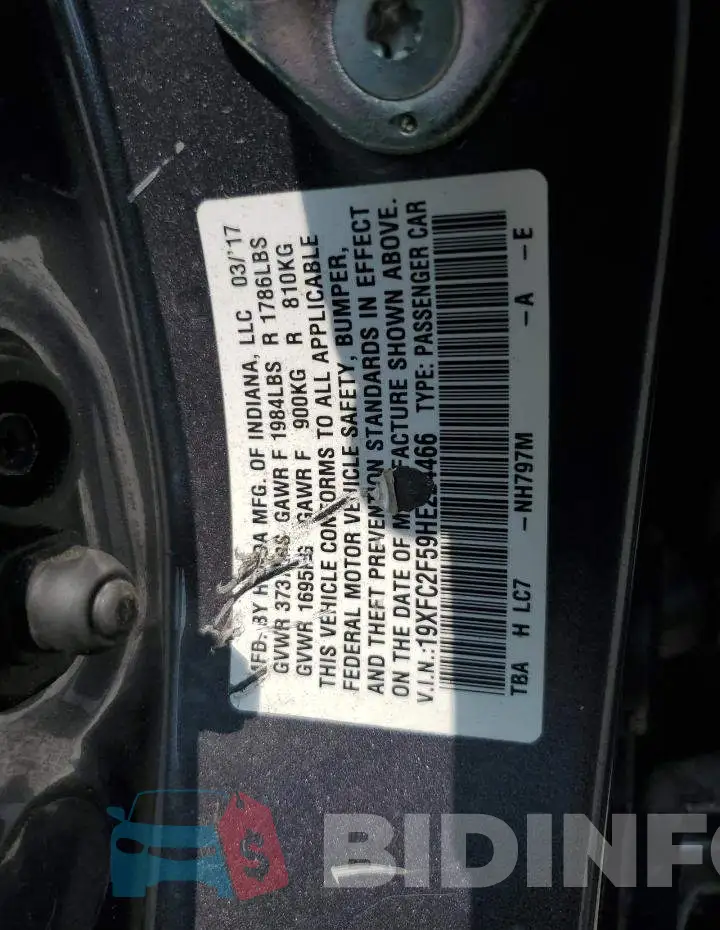 19XFC2F59HE224466 Photo# 12
