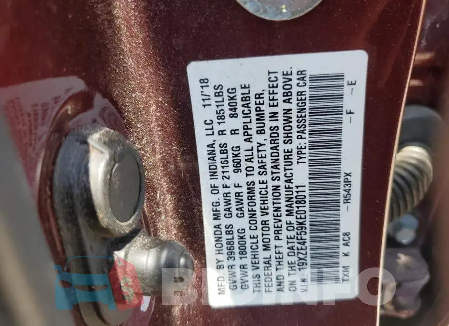 19XZE4F59KE018011 Photo# 13