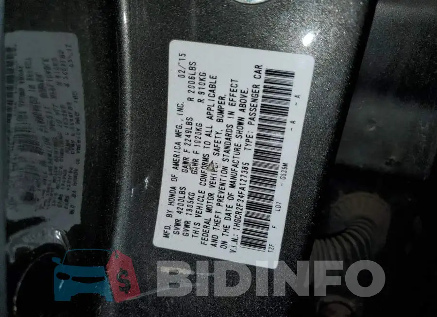 1HGCR2F34FA127385 Photo# 13