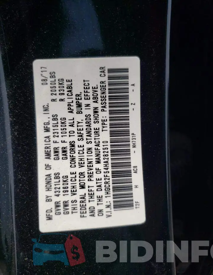 1HGCR2F54HA282510 Photo# 13