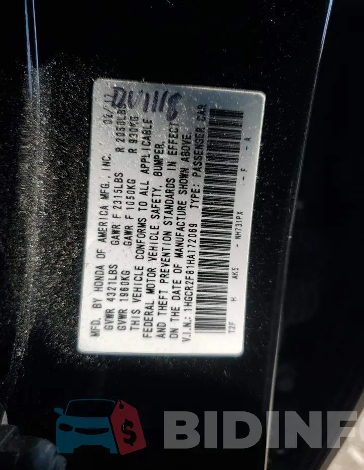 1HGCR2F81HA172069 Photo# 12