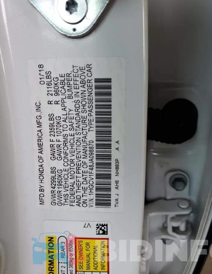 1HGCV1F48JA098870 Photo# 12