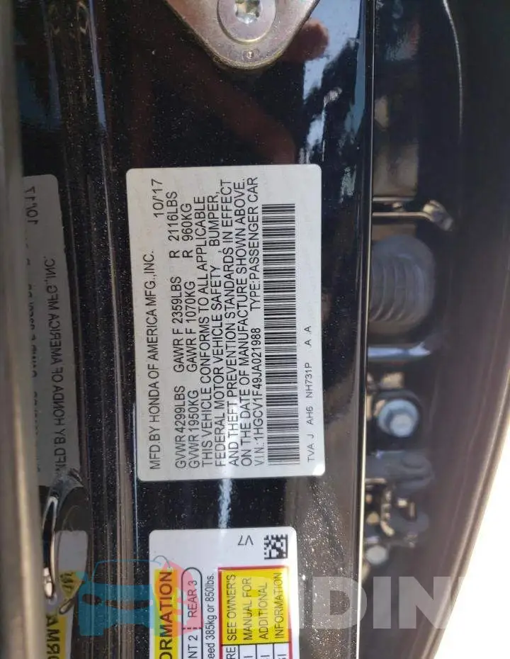 1HGCV1F49JA021988 Photo# 13