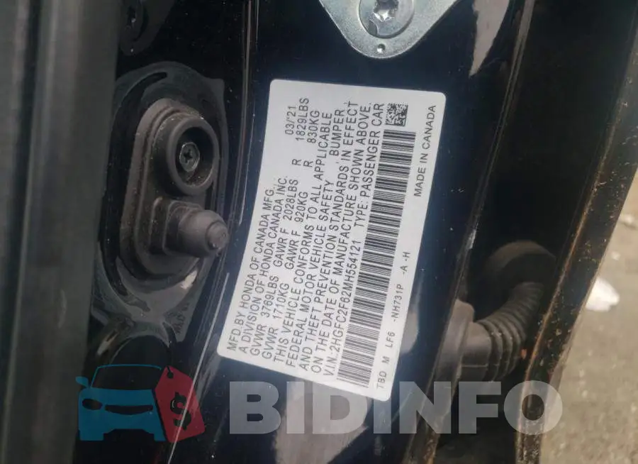 2HGFC2F62MH554121 Photo# 12