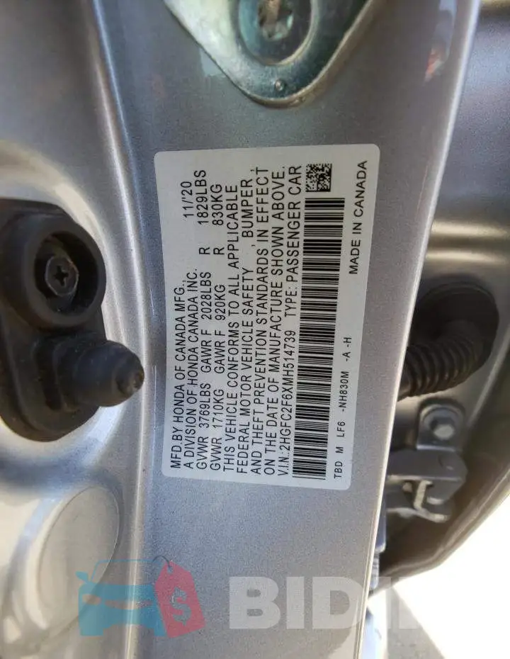 2HGFC2F6XMH514739 Photo# 13