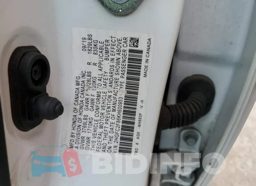2HGFC2F86KH600953 Photo# 12
