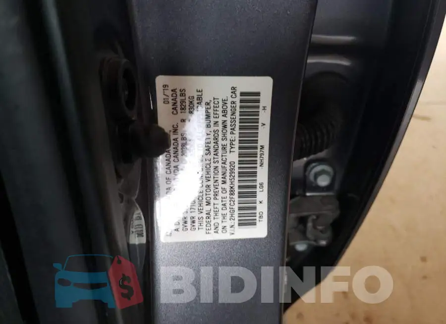 2HGFC2F88KH529920 Photo# 13