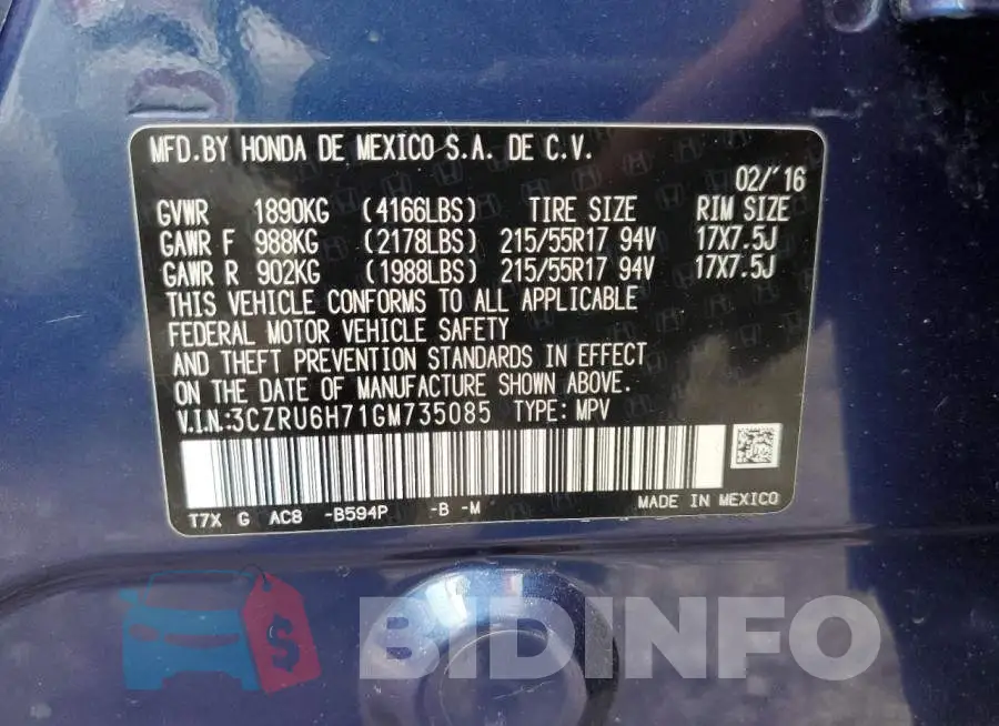 3CZRU6H71GM735085 Photo# 13