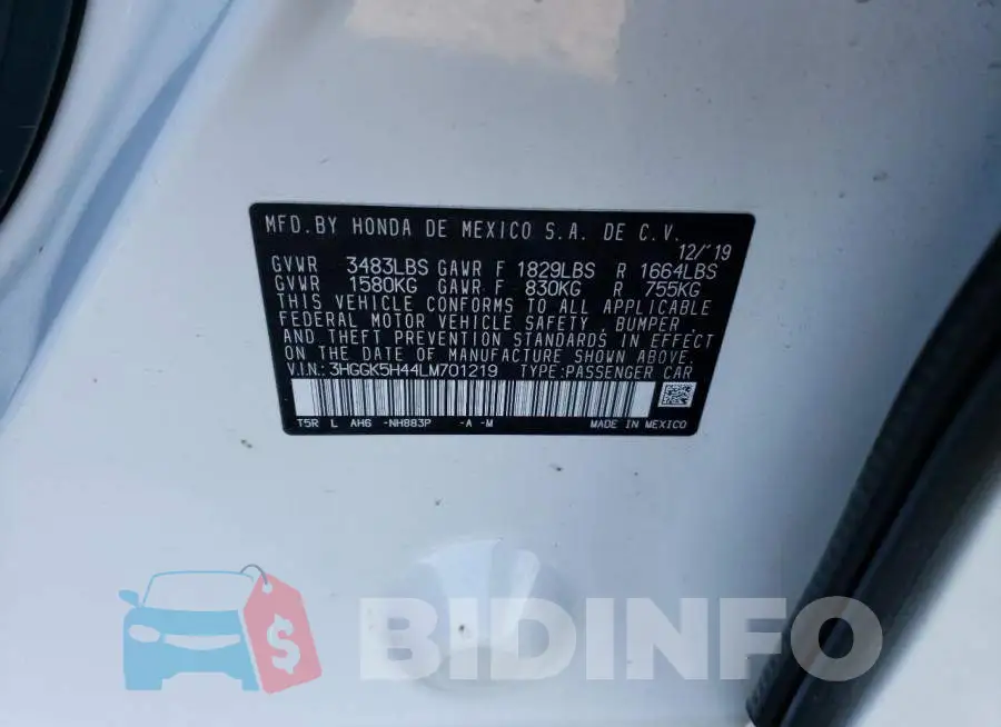 3HGGK5H44LM701219 Photo# 12