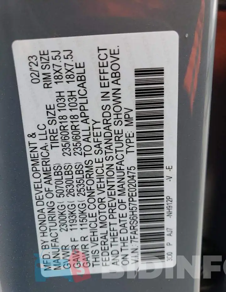 7FARS6H57PE020475 Photo# 12