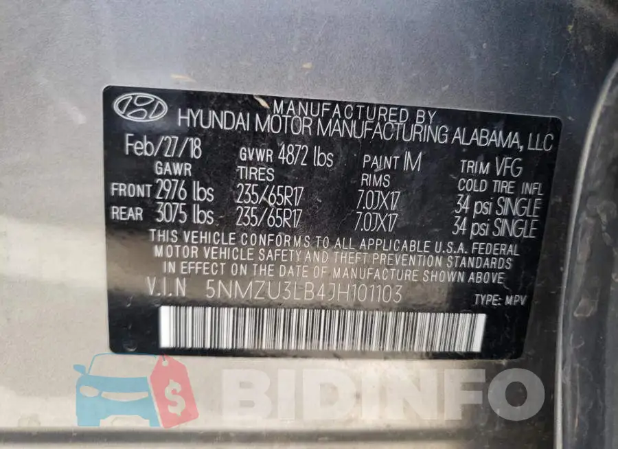5NMZU3LB4JH101103 Photo# 13
