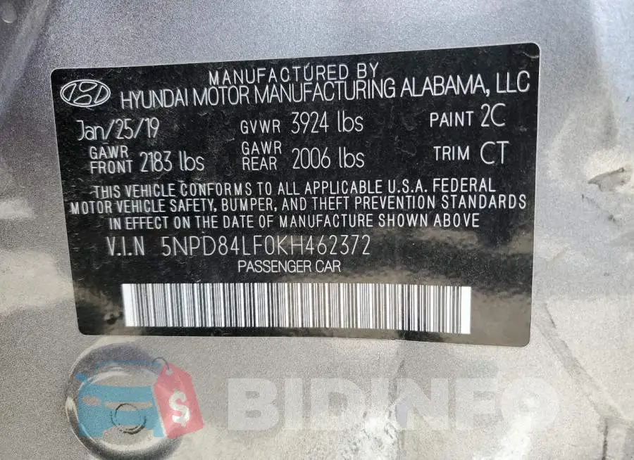 5NPD84LF0KH462372 Photo# 12