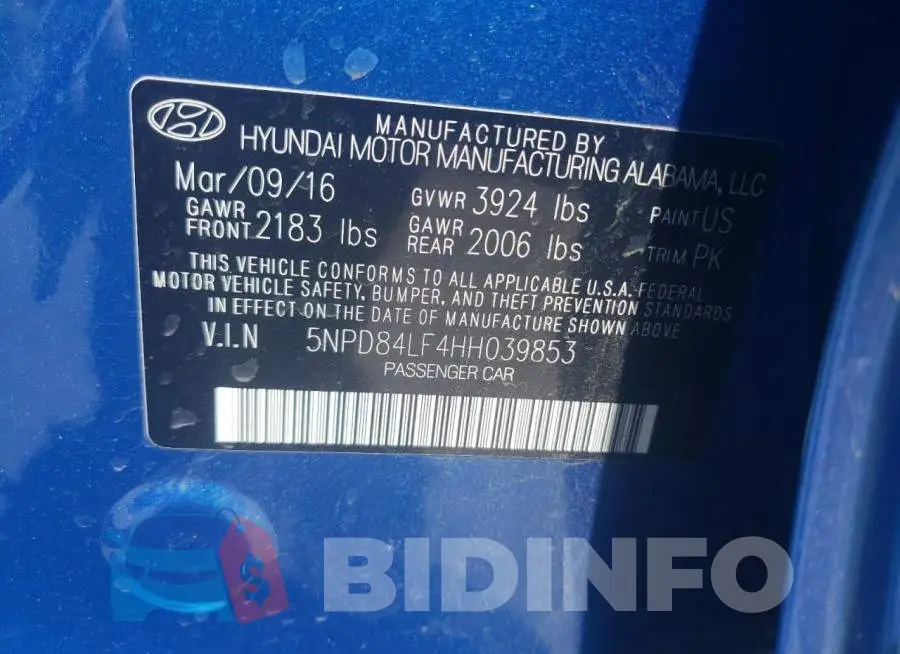 5NPD84LF4HH039853 Photo# 13