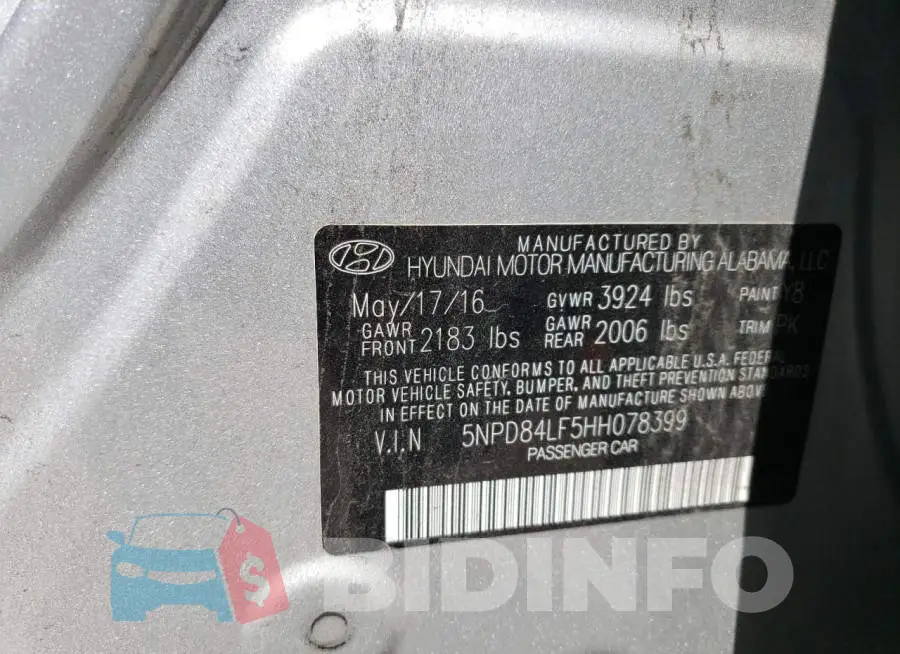 5NPD84LF5HH078399 Photo# 12