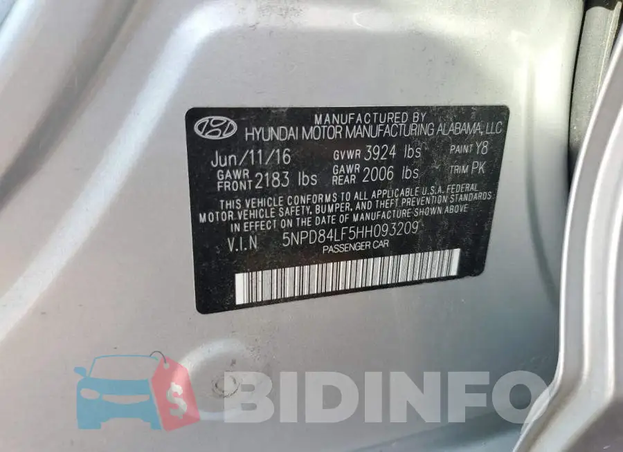 5NPD84LF5HH093209 Photo# 12