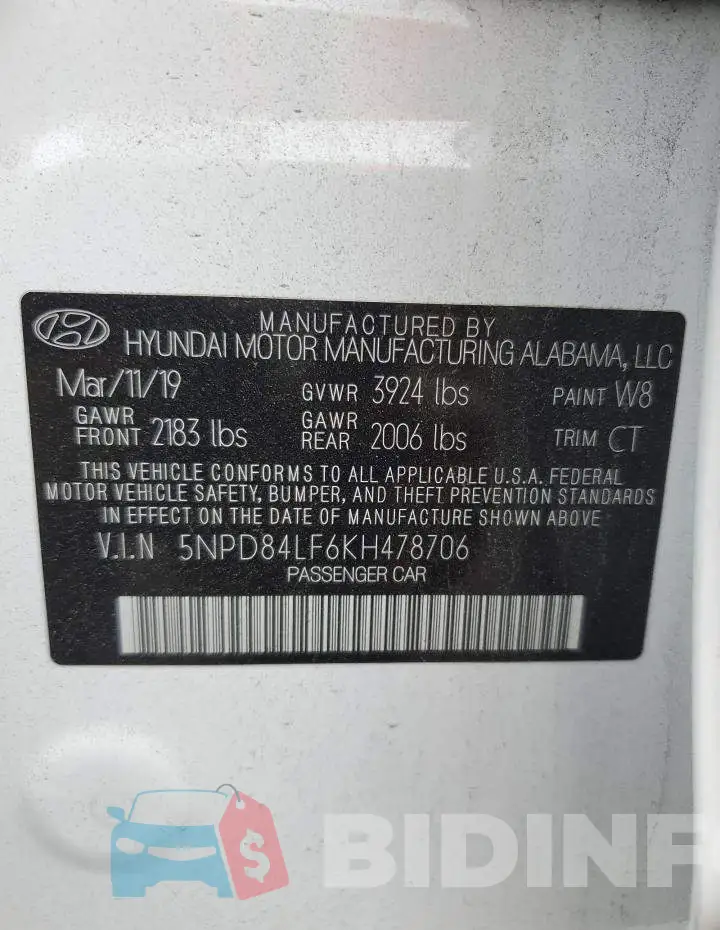 5NPD84LF6KH478706 Photo# 12