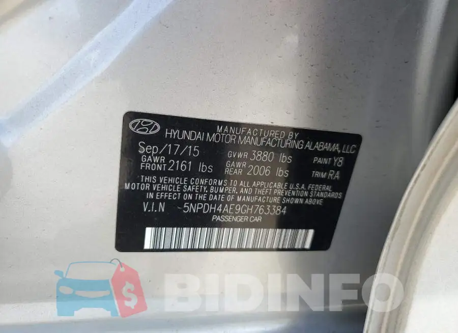 5NPDH4AE9GH763384 Photo# 12