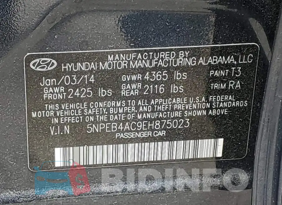 5NPEB4AC9EH875023 Photo# 12