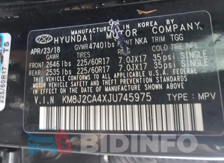 KM8J2CA4XJU745975 Photo# 12