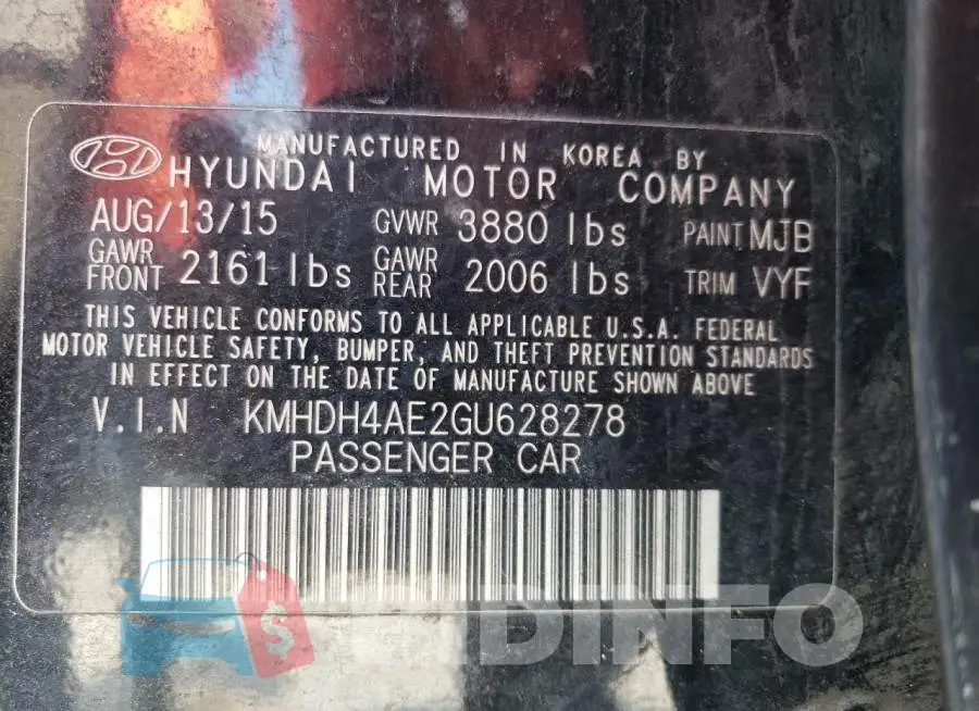 KMHDH4AE2GU628278 Photo# 12