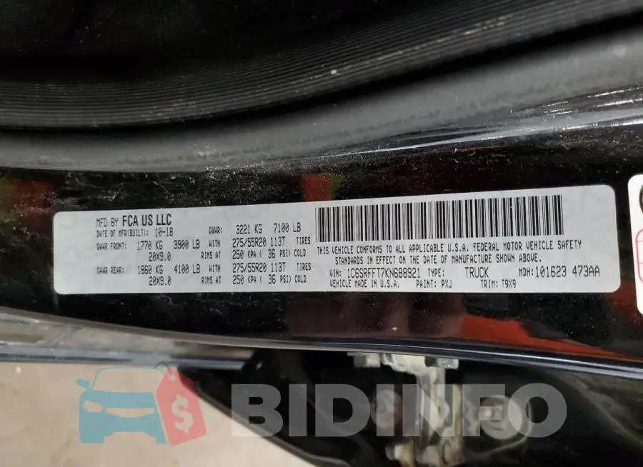 1C6SRFFT7KN688921 Photo# 12