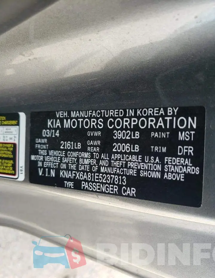 KNAFX6A81E5237813 Photo# 13