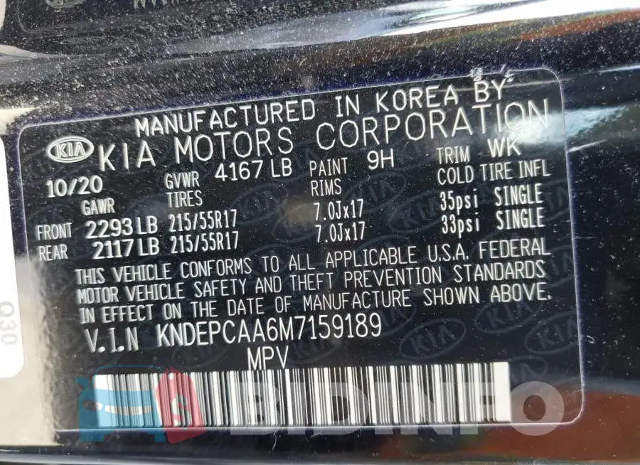 KNDEPCAA6M7159189 Photo# 14