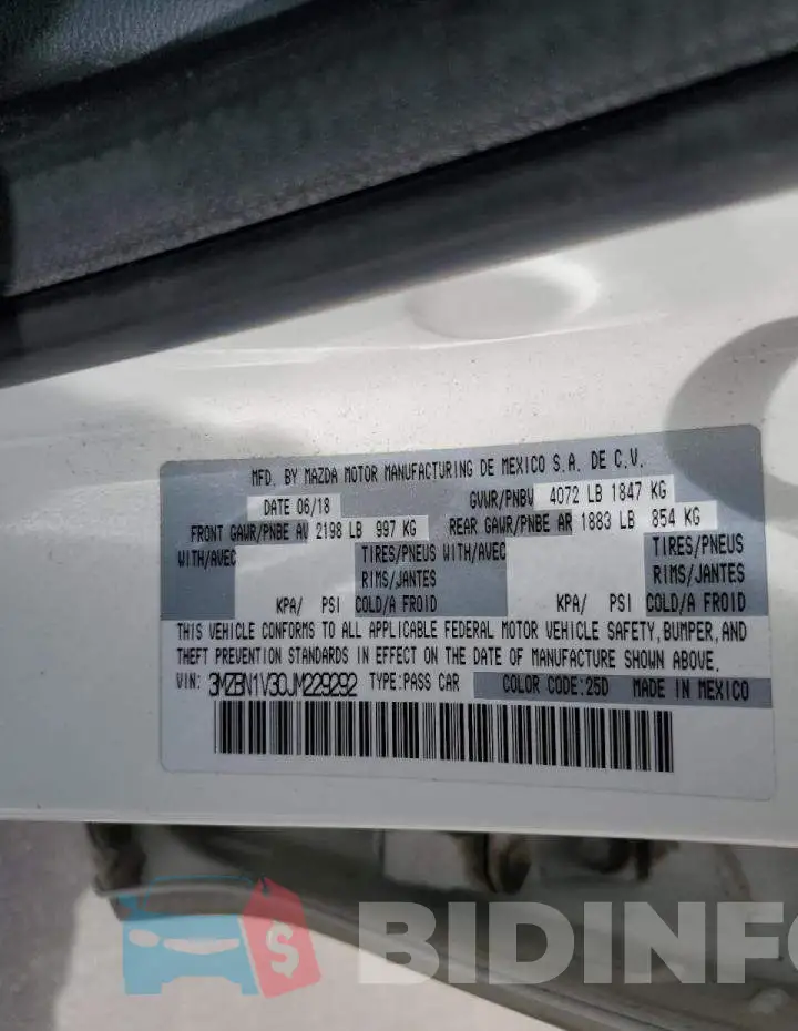 3MZBN1V30JM229292 Photo# 13