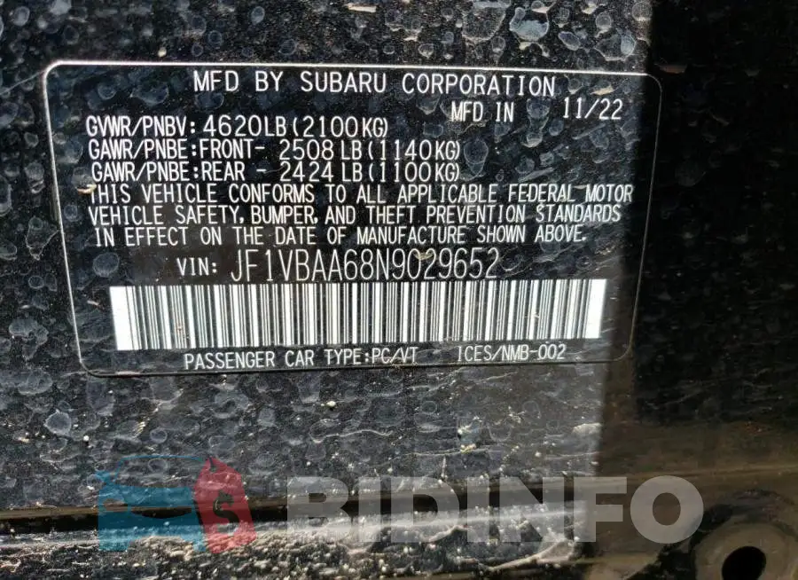 JF1VBAA68N9029652 Photo# 13