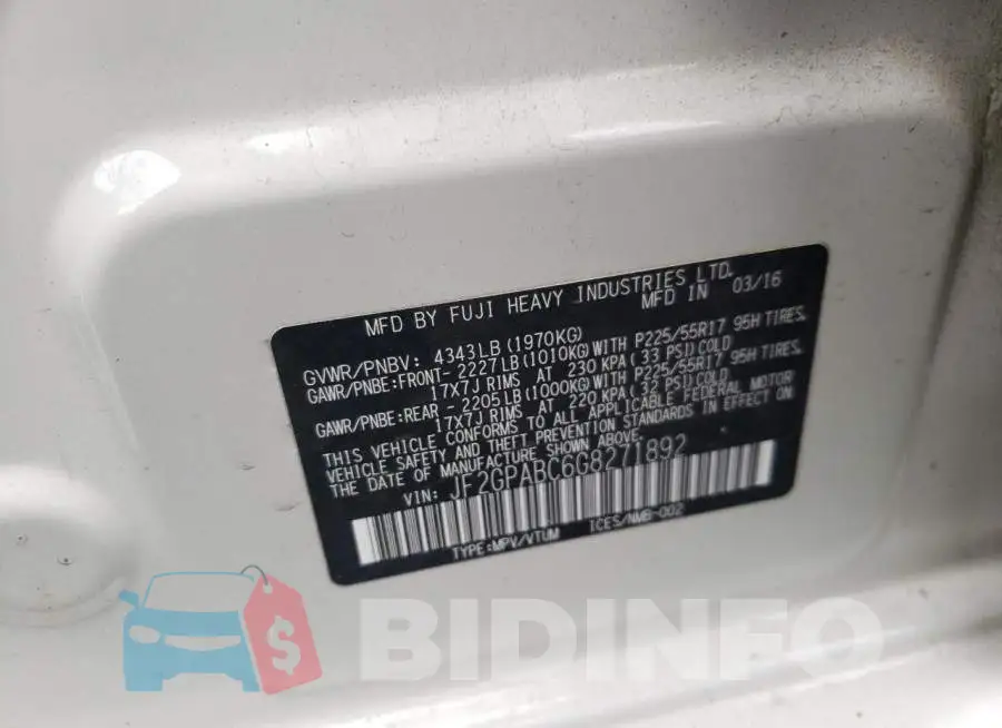 JF2GPABC6G8271892 Photo# 12
