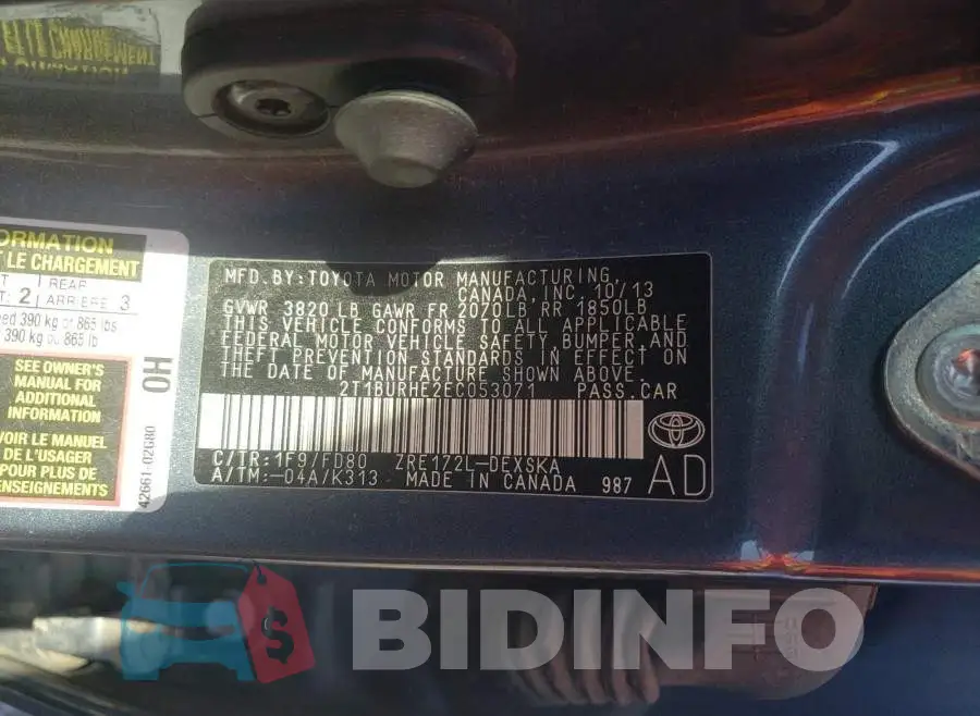 2T1BURHE2EC053071 Photo# 10