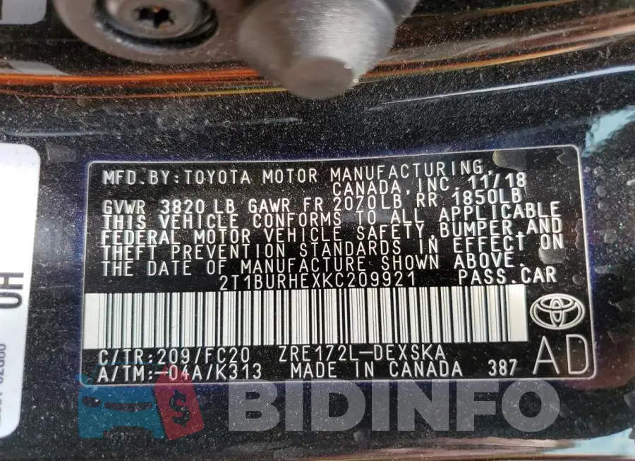 2T1BURHEXKC209921 Photo# 12
