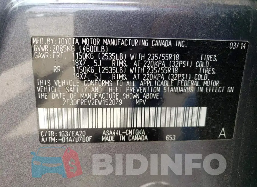2T3DFREV2EW152079 Photo# 13