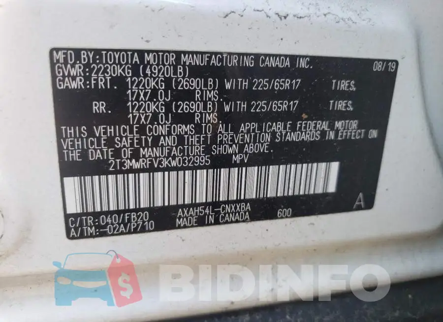 2T3MWRFV3KW032995 Photo# 14