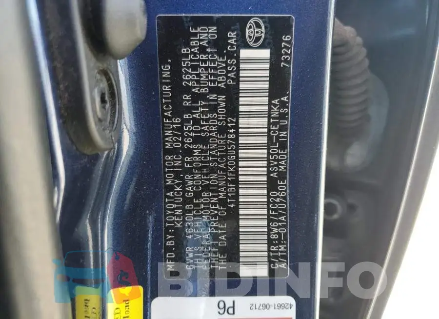 4T1BF1FK0GU578412 Photo# 13