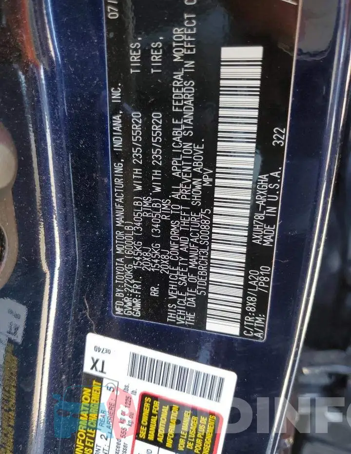 5TDEBRCH3LS008875 Photo# 10