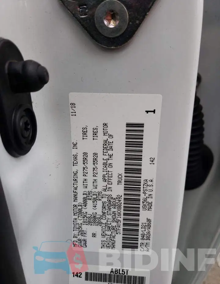 5TFAY5F16KX802492 Photo# 12