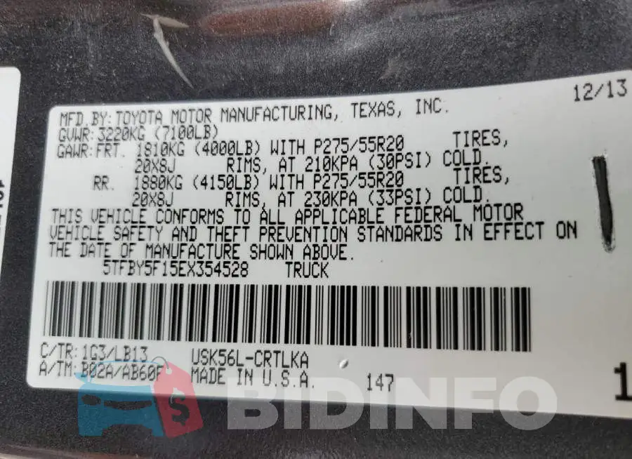 5TFBY5F15EX354528 Photo# 12