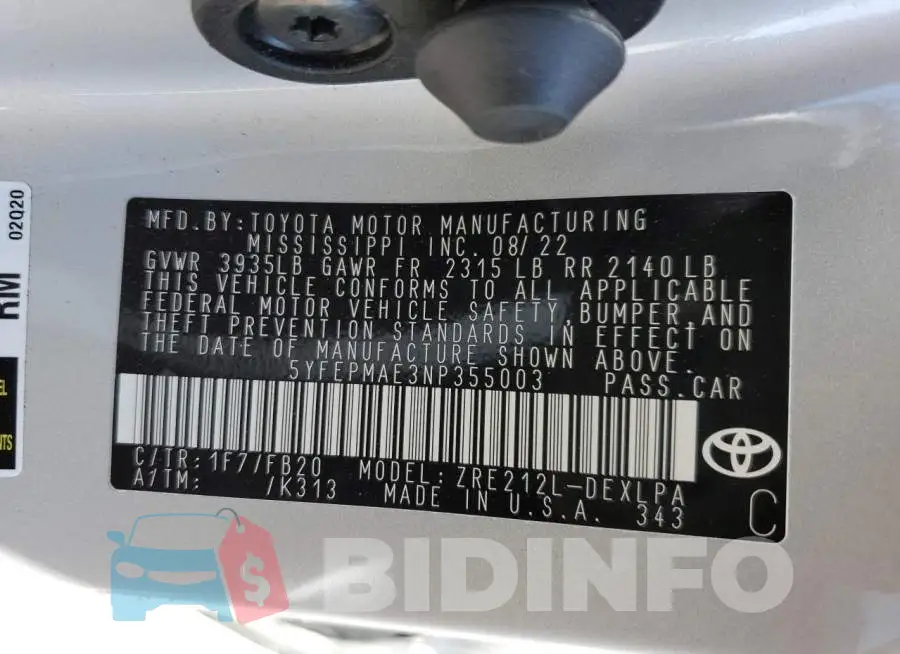 5YFEPMAE3NP355003 Photo# 13